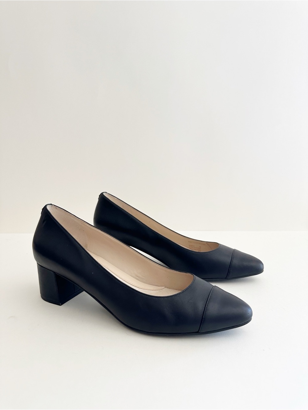 Cole Haan black leather The Go-To toe cap block heels